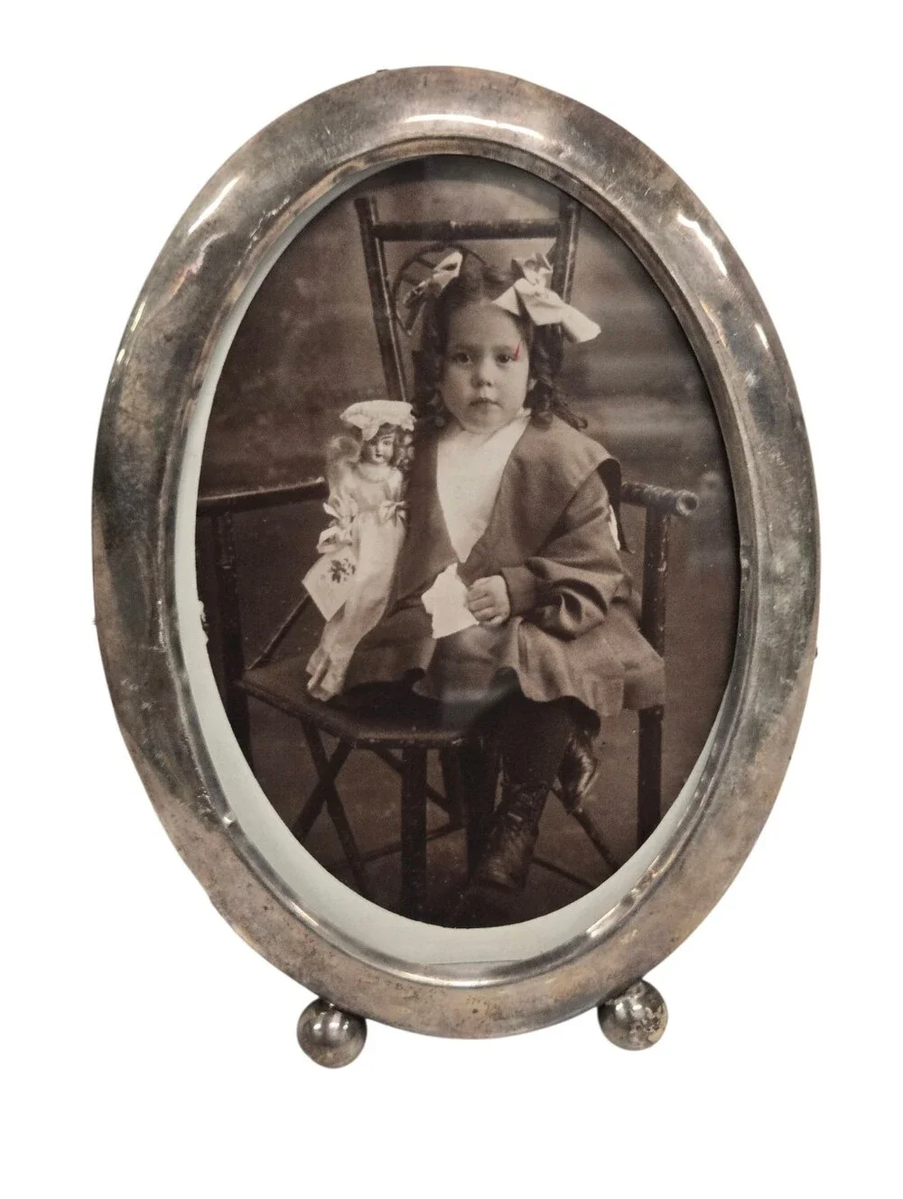 Antoque Sterling Silver Oval photo frame